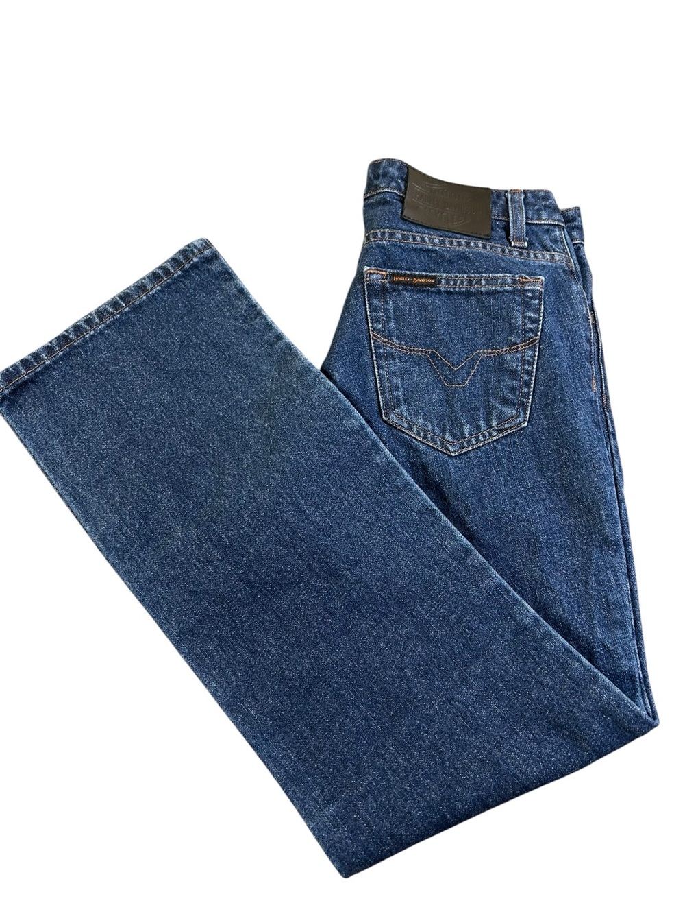 HARLEY-DAVIDSON Straight Leg Jeans Petite 4 Medium Wash 100% Cotton